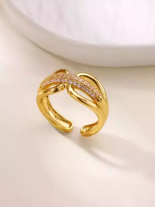 Peach Jewelry Ring Elegant Style Geometric Stainless Steel Zirconia Adjustable Peach Jewelry Ring Elegant Style Geometric Stainless Steel Zirconia Adjustable