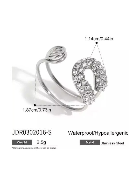 Peach Jewelry Пръстен Прост Стил Модерен Геометричен Сребрист Неръждаема Стомана 316 Покритие PVD Регулируем