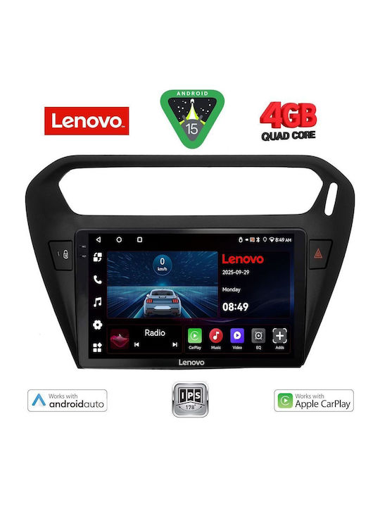 Lenovo Car Audio System for Peugeot 301 Citroen C-Elysee 2013 (Bluetooth/USB/WiFi/GPS/Apple-Carplay/Android-Auto) with Touch Screen 9"