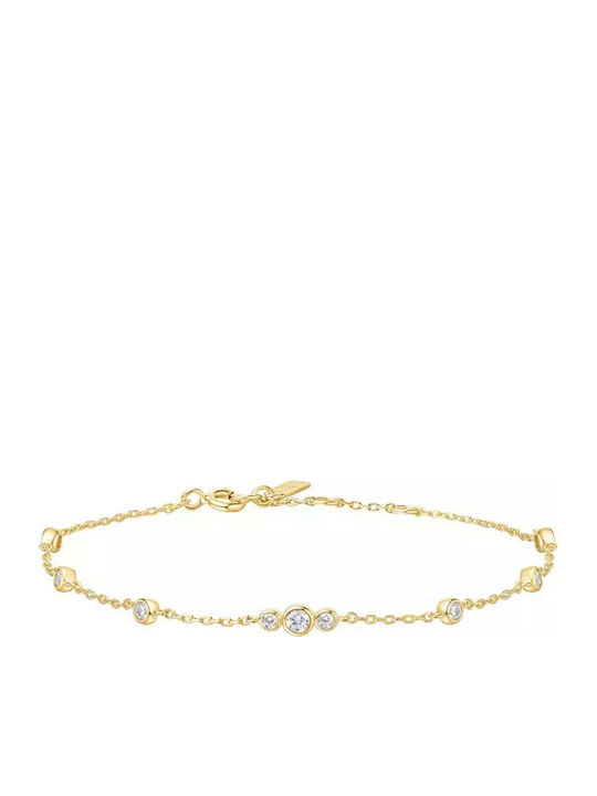 Damen Armband Kette aus Silber Vergoldet mit Zirkon
