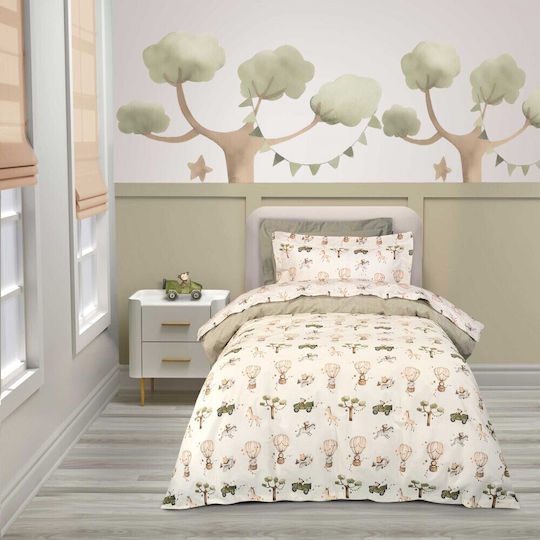 Greenwich Polo Club Kids Sheets Set Single Ivory Olive Green 170x240cm