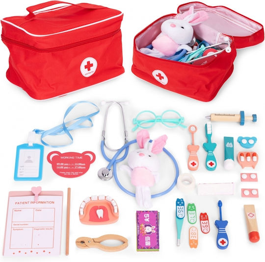 Ecotoys Set medical pentru copii din lemn 28buc