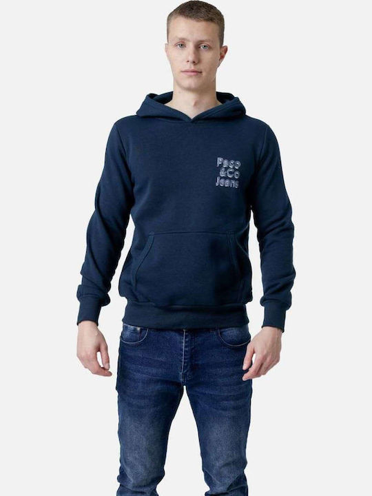 Paco & Co Φούτερ με Κουκούλα Navy