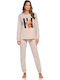 Clio Lingerie Winter Women's Pyjama Set Sand