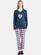 Paco & Co Winter Damen Pyjama-Set Blue