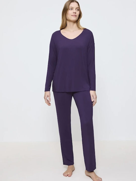 Triumph Χειμερινό Γυναικείο Σετ Πιτζάμας Purple Timeless Sensuality Pk Lsl