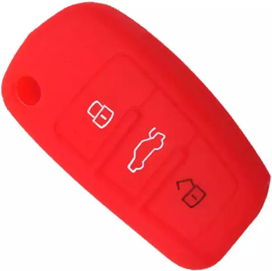 Husă Silicon Cheie Audi 3 Butoane 3 Culori Roșu