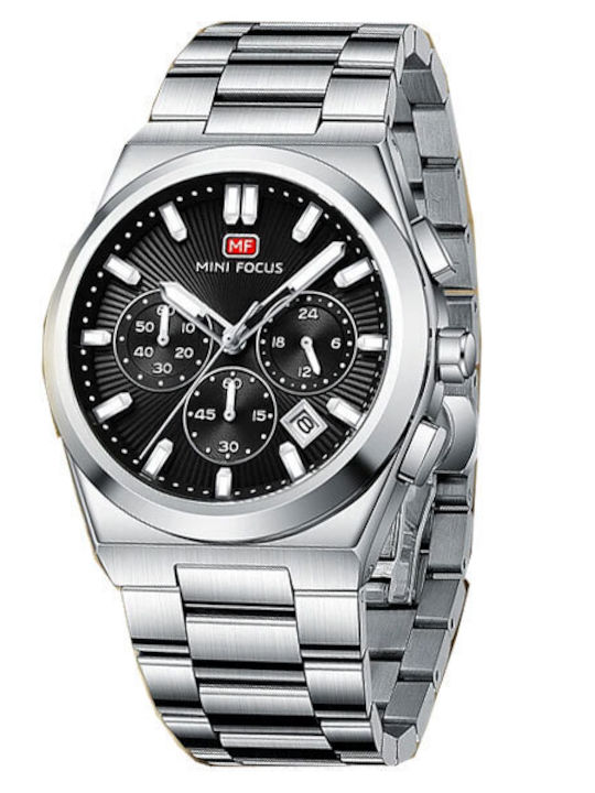 Mini Focus Men's Watch Battery with Silver Metal Bracelet