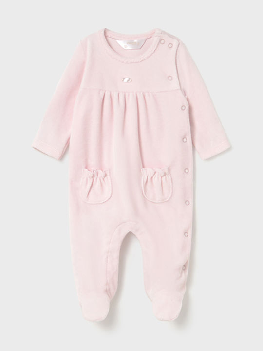 Mayoral Babystrampler Langärmliges Samt Pink