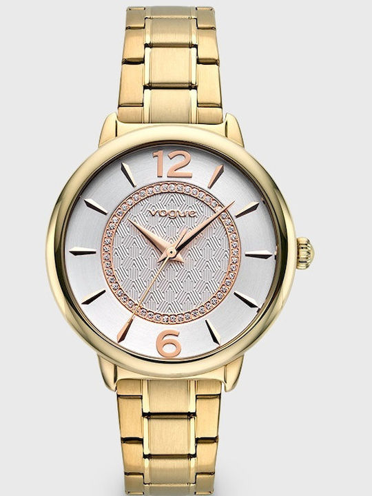 Vogue Lucy Γυναικείο Ρολόι Μπαταρίας με Χρυσό Μεταλλικό Μπρασελέ