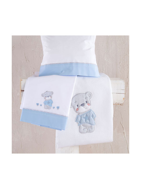 Rythmos Booby Baby Sheets Set Crib Cotton Light Blue 100x160cm 3pcs