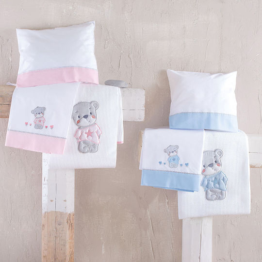 Rythmos Booby Baby Sheets Set Crib Cotton Light Blue 100x160cm 3pcs