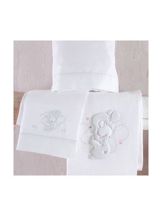 Rythmos Hug Me Baby Sheets Set Crib Cotton Pink 100x160cm 3pcs