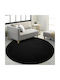 Anti-slip Rug Round Furry Black