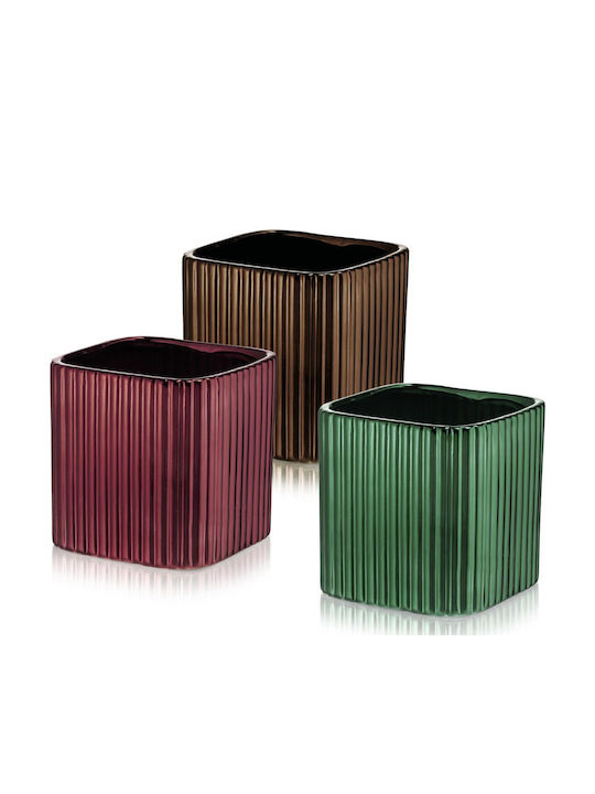 Fankon Flowers Planter Ceramic Multicolour 13.5x13.5x13.5cm.