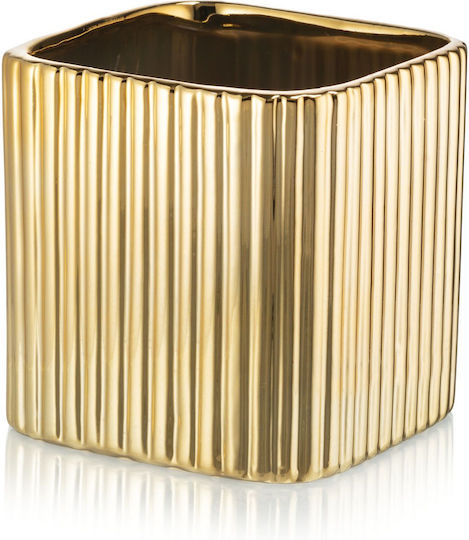 Fankon Flowers Übertopf Keramik Gold 13.5x13.5x13.5εκ.