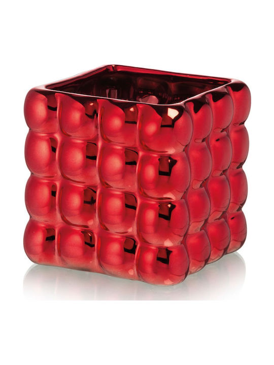Fankon Flowers Übertopf Keramik Rot 11.5x11.5x11.5εκ.