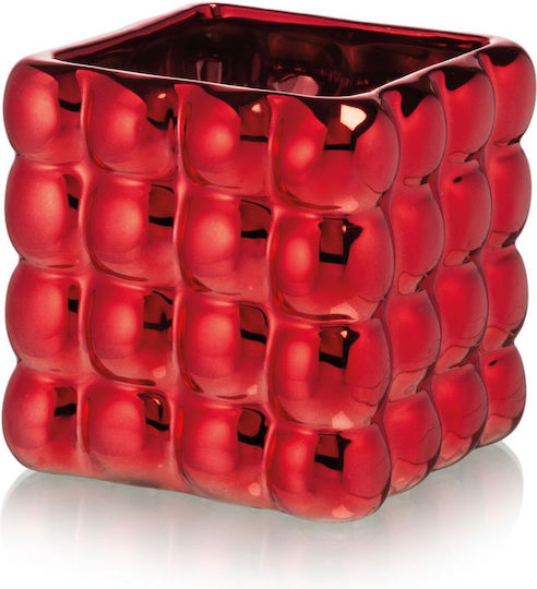 Fankon Flowers Übertopf Keramik Rot 11.5x11.5x11.5εκ.