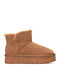 Leather Women's Ankle Boots with Fur Tabac Brown