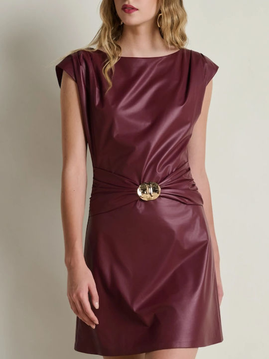 Desiree Mini Evening Leather Burgundy Dress 08.43063-ms | Skroutz.mt