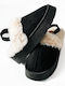 Winter Damen Hausschuhe mit Fell Schwarze