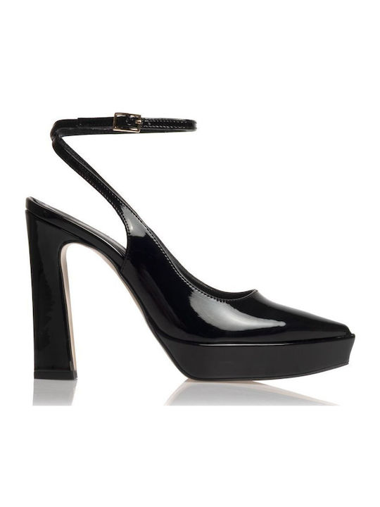Sante Patent Leather Black Heels with Strap