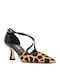 Leder Pumps mit mittelhohem Absatz Animal Print