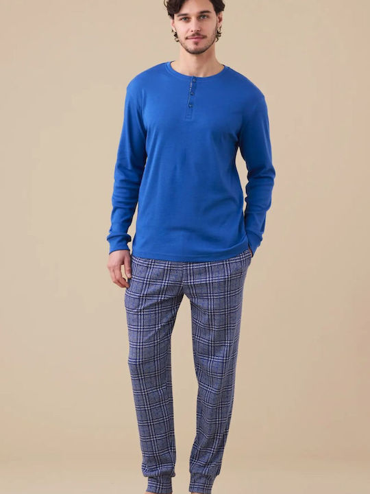 Noidinotte Men's Winter Pajamas Set Blue Raff