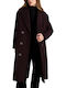 Women's Coat Red with Buttons