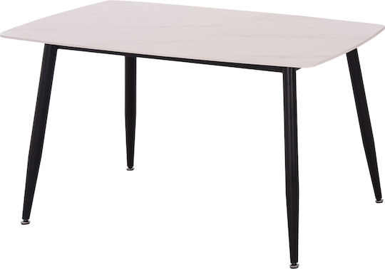 Rav Table Dining Room with Ceramic Surface Marble White, Black 120x70x75cm