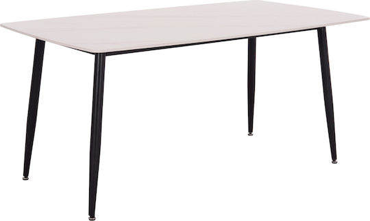 Rav Table Dining Room with Ceramic Surface Marble White, Black 160x90x75cm