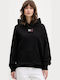 Long Women's Sweatshirt Hooded Black