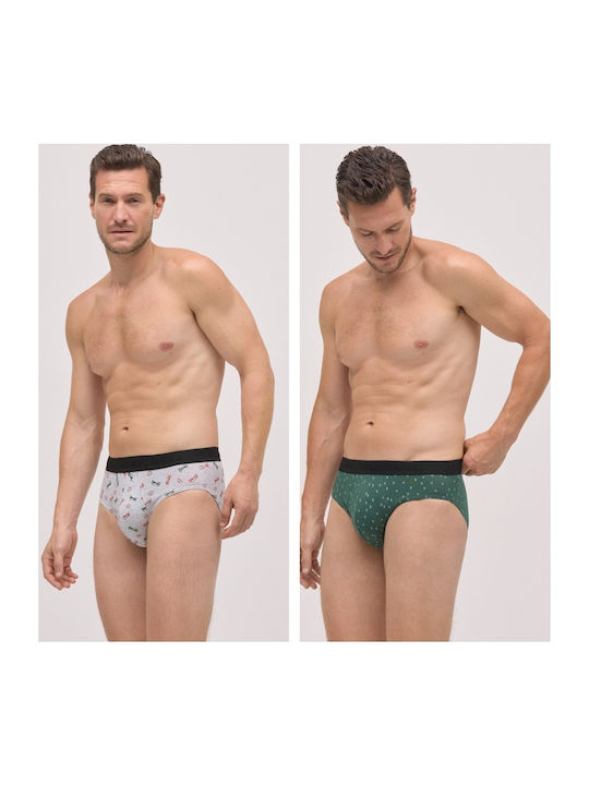Ysabel Mora Herren Slips Gray mit Mustern 2Packung