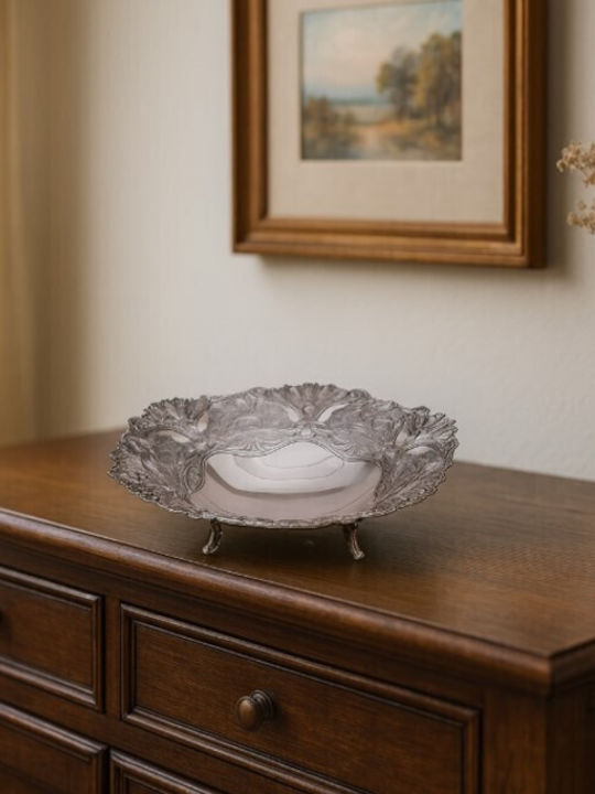 Galifas Metallic Decorative Platter Silver 28x4.5cm