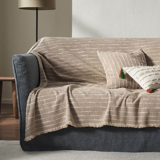 Gofis Home Beige Zweisitzer-Sofa Überwurf Jacquard 180x250cm