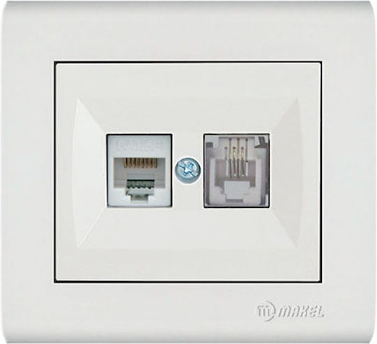 Makel Manolya Netzwerksteckdose Rj11 & Data Rj45 Cat6 Weiß 41001137