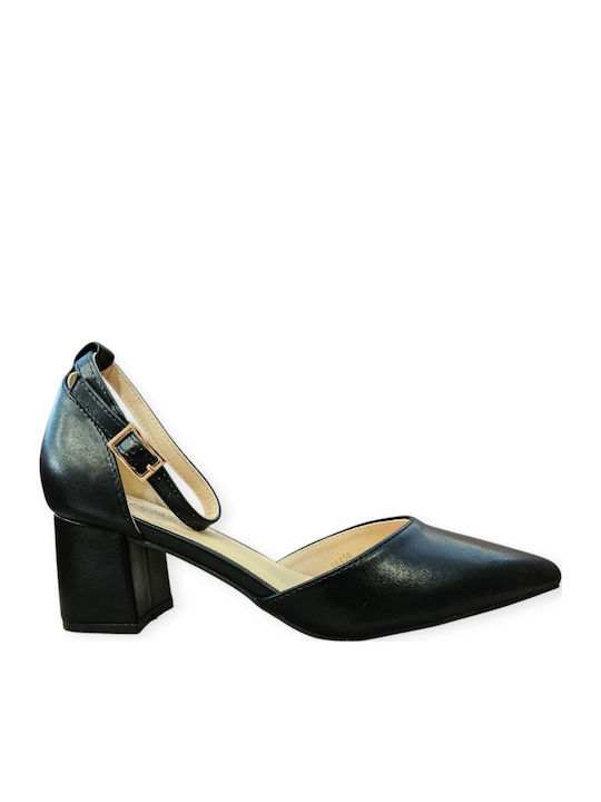 Pumps mit Riemchen & Chunky mittelhoher Absatz Schwarz