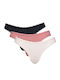 Γυναικεία String 3Pack Pink Rose And Black