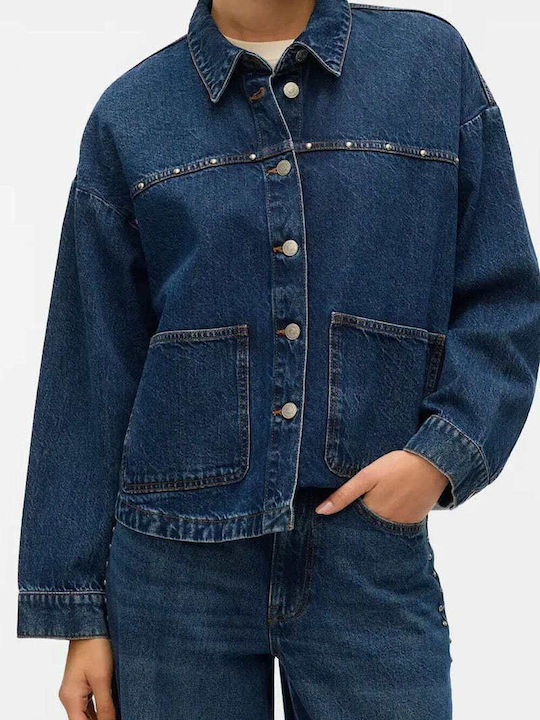 Lang Damen Jeansjacke Blue