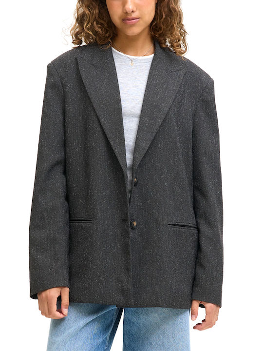 Jack & Jones Μακρύ Γυναικείο Σακάκι Λευκό-μαύρο