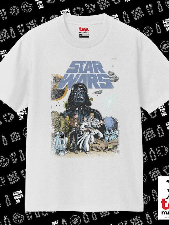 Star Wars Classic T-shirt Double Stitching Without Side Seams White 100% Cotton Vegan & Oeko-tex Certified