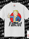 Fallout Vault Boy Classic Double Stitch T-shirt Without Side Seams White 100% Cotton Vegan & Oeko-tex Certified