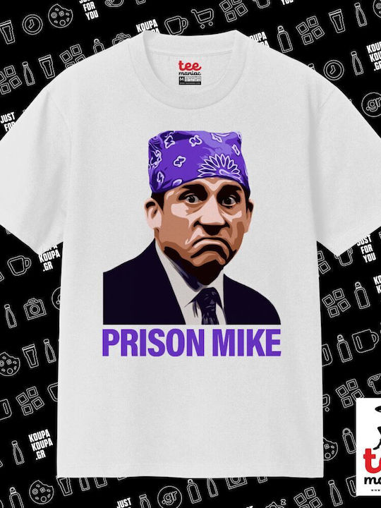 Prison Mike Office Κλασικό T-shirt Διπλής Ραφής Χωρίς Πλευρικές Ραφές Λευκο 100% Βαμβάκι Vegan & Oeko-tex Πιστοποιημένο