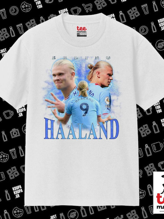 Erling Haaland Classic T-shirt Double Stitching Without Side Seams White 100% Cotton Vegan & Oeko-tex Certified