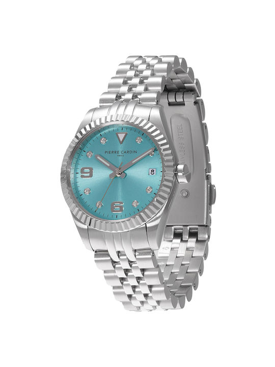 Pierre Cardin Γυναικείο Ρολόι 28mm Μπαταρίας με Ασημί Μεταλλικό Μπρασελέ