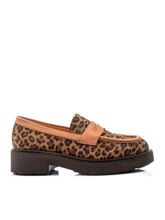 Δερμάτινα Γυναικεία Loafers σε Καφέ Χρώμα
