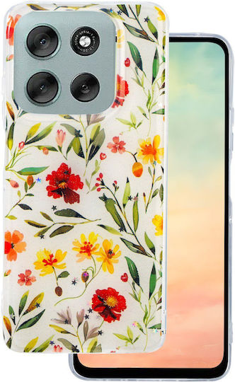 TelForceOne Glow Glam Umschlag Rückseite Silikon 2mm Weiß (Moto G86)