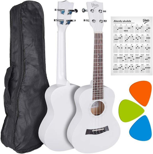 V-tone Uk23 Wh Acoustic Concert Ukulele 23" White + Cover Ukulele Bag Carrying Case 3 White Picks