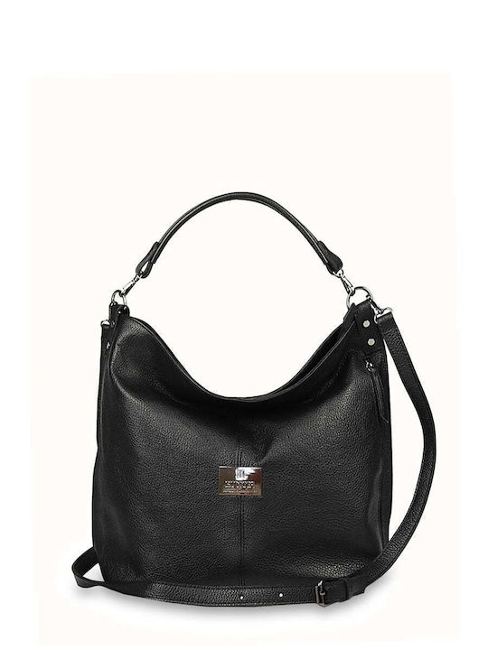 Women's Shoulder Bag Hobo Leather Grain Black