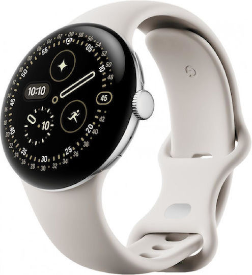 Google Pixel Watch 4 Aluminiu 41mm (Polished Silver Aluminium Case/Porcelain Active Band)